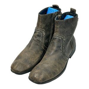 Bed Stu Revolution Boots Men's US 10 Gray Leather Side Zipper Ankle